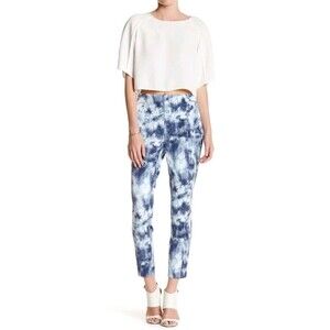 Women's Lysse Canvas Printed Twill Cigarette Pants Blue Small